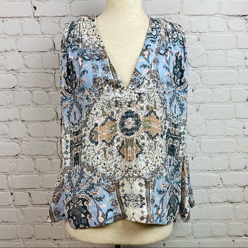 Free People Darcey Boho Print Chiffon Lined Sleeveless Tank Top